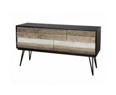 Enfilade en Acacia massif avec 5 tiroirs et pieds en pointe en métal L150 cm ALEJAN
