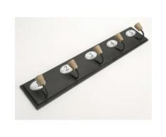 Patère avec numéro en bois et métal noir FABRIC 5 accroches