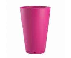 Pot de fleur rond en polypropylène diamètre 30 cm soucoupe intégrée TOKYO Fuchsia
