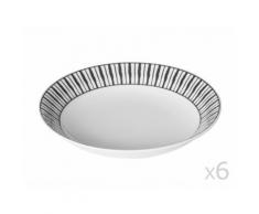 Assiette creuse en porcelaine motif rayures D.20cm - Lot de 6 MADRAS Anthracite