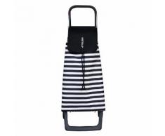 Chariot de course 2 roues avec sac en tissu à rayures 40L Noir et blanc Jet