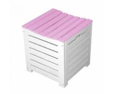 Coffre de jardin en acacia bicolore 38x38x43cm - 62L BURANO Orchidée