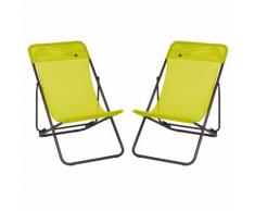 Chilienne multiposition pliante en acier et toile Batyline (lot de 2) MAXI TRANSAT Vert Papageno