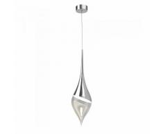 Suspension LED forme goutte d'eau en metal chromé et verre diamètre 17cm Tear
