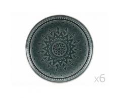Assiette à dessert motif rosace D.20 cm - Lot de 6 GAYEL Vert Foncé