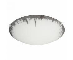 Plafonnier rond en verre satiné motifs monuments diamètre 30cm Jill