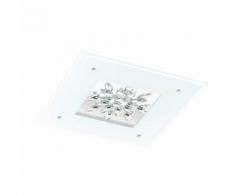 Plafonnier carré LED en verre et métal chromé avec strass Benalua 47cm