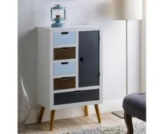Commode en bois 5 tiroirs 1 portes Longueur 52 cm JOHNSEN