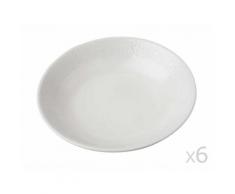 Assiette creuse blanche en grès D.22 cm - Lot de 6 pièces INES