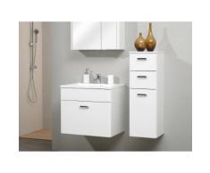 Meuble sous-vasque 1 tiroir avec vasque en marbre NEVILLE Avec armoire + demi-colonne 60 cm