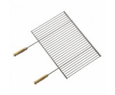 Grille professionnelle pour barbecue en acier chromé et bois 58.5x40 cm