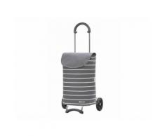 Chariot de course 2 roues en acier/nylon motif rayure 40L Gris Scala Shopper