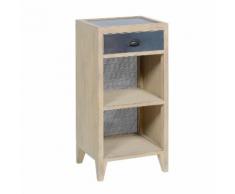 Chevet / meuble d'appoint 1 tiroir et 2 niche en bois et métal H80 cm SEVEN
