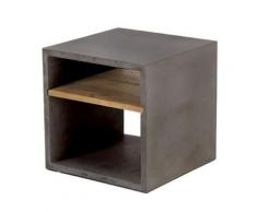 Etagère cube en béton et bois avec 2 niches Hauteur 40 cm HERMITAGE Dark grey
