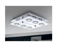 Plafonnier carré LED 6 lumières en métal et verre longueur 34 cm Cisano
