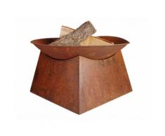 Brasero en acier couleur rouille diamètre 56cm hauteur 33cm
