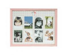 Cadre photo mural en bois vieilli 8 vues 45x55cm Douceur Rose