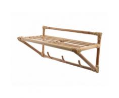 Etagère patère murale en rotin naturel 50x25x25cm ADELE