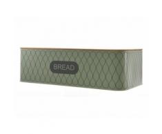 Boite à pain en fer et couvercle bambou motif ligne courbée 42x22x12.5cm Mint ELENA