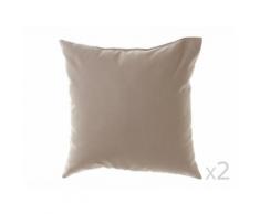 Coussin uni déhoussable 100% coton 38x38cm - lot de 2 ROMEO Taupe