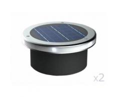 Lot de 2 spots à encastrer solaires et LED en acier inoxydable diamètre 12cm