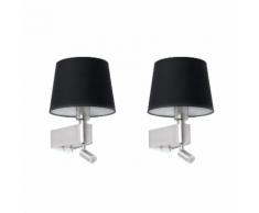 Lot de 2 appliques avec liseuse LED en métal et tissu hauteur 29cm Room Noir