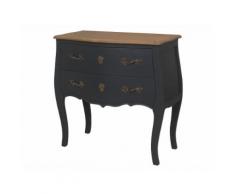 Commode patinée 2 tiroirs plateau bois massif L80 cm PAULINE Gris anthracite