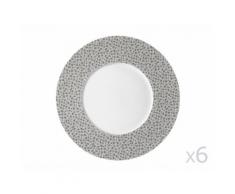 Assiette à dessert porcelaine texturée ton sur ton D.21cm - Lot de 6 BAGHERA Platine