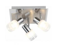 Plafonnier carré triple spots LED orientables en métal et verre Léa