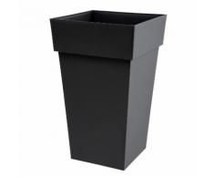 Pot de fleur haut carré 39x39cm en polyéthylène TOSCANE Anthracite 62 L