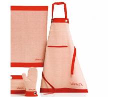Tablier de cuisine 100% coton chambray contrastes vifs broderie 80x85cm GERMAIN Grenadine