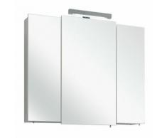 Armoire de toilette 3 portes miroir avec éclairage LED WEASLEY Blanc 83 cm