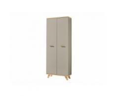 Armoire de bureau 2 portes en bois OSLO Gris pierre/chêne