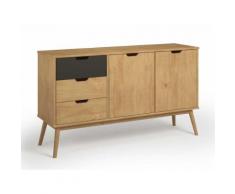 Buffet 2 portes 3 tiroirs en bois massif L141 cm FIFTIES