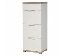 Chiffonnier en bois 4 tiroirs L48cm TOP Blanc/Chêne