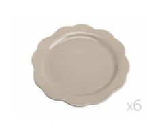 Assiette à dessert en dolomie bordure pétale beige D.21cm - Lot de 6 RAPHAEL