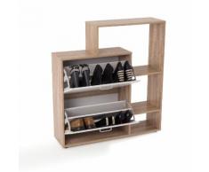 Meuble à chaussure MDF chêne/blanc avec porte abattante/étagère HANG