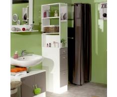 Colonne salle de bain 3 tiroirs 1 miroir L24.5xP54xH181.50cm BANIO Blanc / Taupe