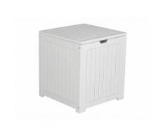 Coffre de rangement en acacia FSC 45x45x50cm 101L JARDIN SECRET Blanc