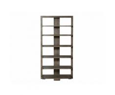 Bibliothèque 6 étagères en Hévéa L95xH190 cm MADRYN Bois foncé