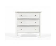 Commode en bois 3 tiroirs Longueur 80 cm OUESSANT Blanc Blanc