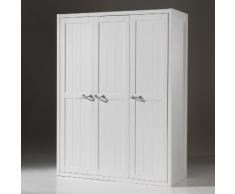 Armoire de chambre en bois laqué blanc Hauteur 200 cm LEWIS 3 portes