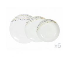 Service de table 18 pièces en porcelaine forme ronde motif perles PERLA