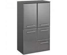 Colonne salle de bain 3 portes 2 tiroirs H104 cm BRADLEY Gris