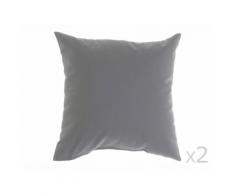 Coussin uni déhoussable 100% coton 38x38cm - lot de 2 ROMEO Gris clair
