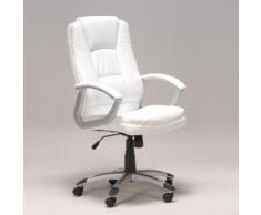 Chaise de bureau sur roulettes avec accoudoirs L69xP64xH116cm BORIS Blanc