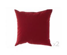 Coussin uni déhoussable 100% coton 38x38cm - lot de 2 ROMEO Cerise