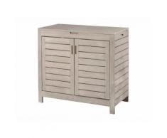 Armoire de rangement avec deux battants en acacia FSC grisé 423L hauteur 90cm SILVERWOOD