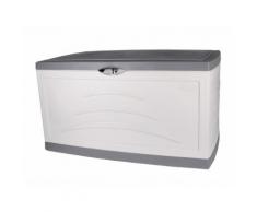 Coffre de jardin en polypropylène cadenassable et roulettes 121x76x67cm 500L SERENA Gris