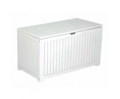 Coffre de rangement en acacia FSC 90x45x50cm 202L JARDIN SECRET Blanc